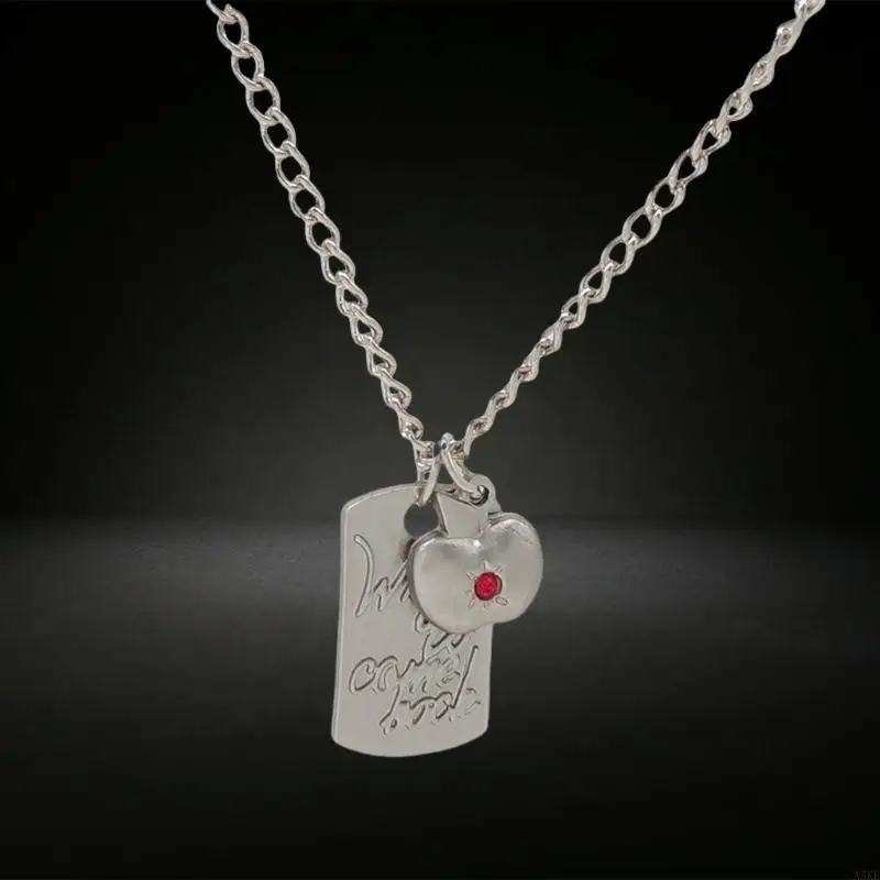 Trendy Square Pendant Necklace Cartoon Character Caleb Neck Chain with Crystal Detailing for Work and Social Gathering