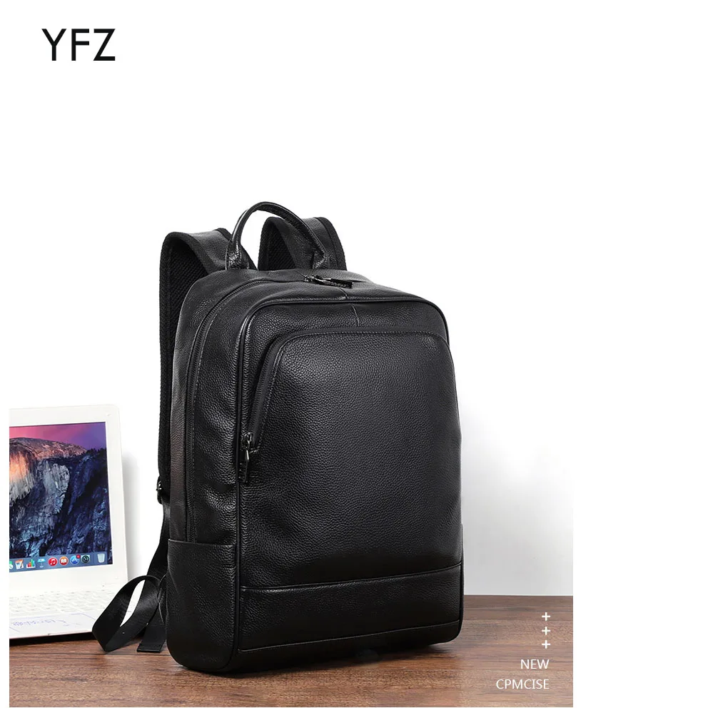 

YIFANGZHE Slim Genuine Leather Laptop Backpack Men for 15-15.6 inch ,Business Professional Lightweight Office Computer Rucksack