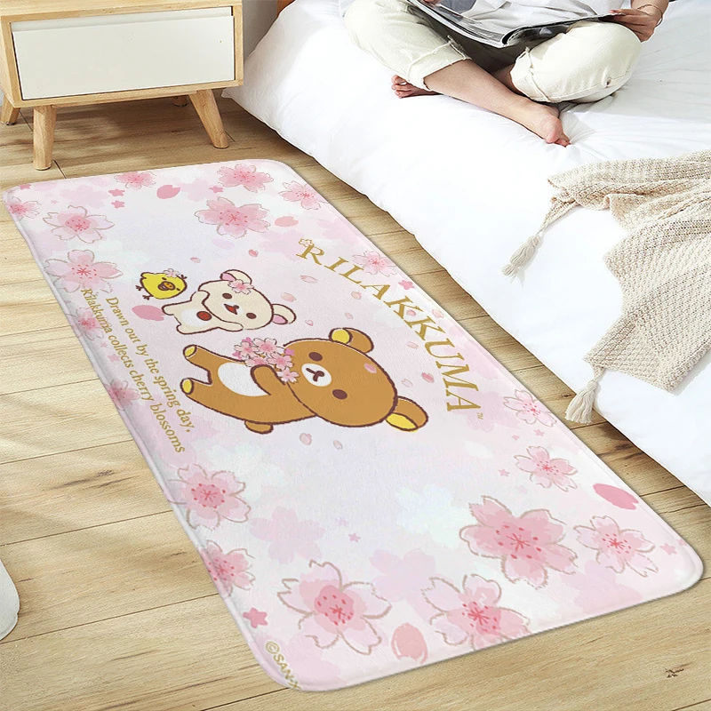 Children's Bedroom Carpet R-Rilakkumas Lovely Flannel Hallway Veranda Floor Foot Mat Anti Slip Custom Bathroom Kids Room Rug