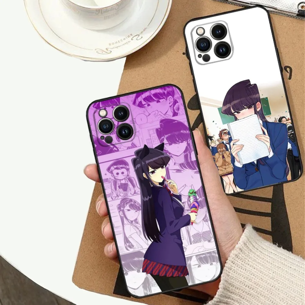 Anime Komi Shouko Cant Communicate Phone Case For Apple iPhone 15,14,13,12,11,XS,XR,X,8,7,Pro,Max,Plus,mini Silicone Black Cover