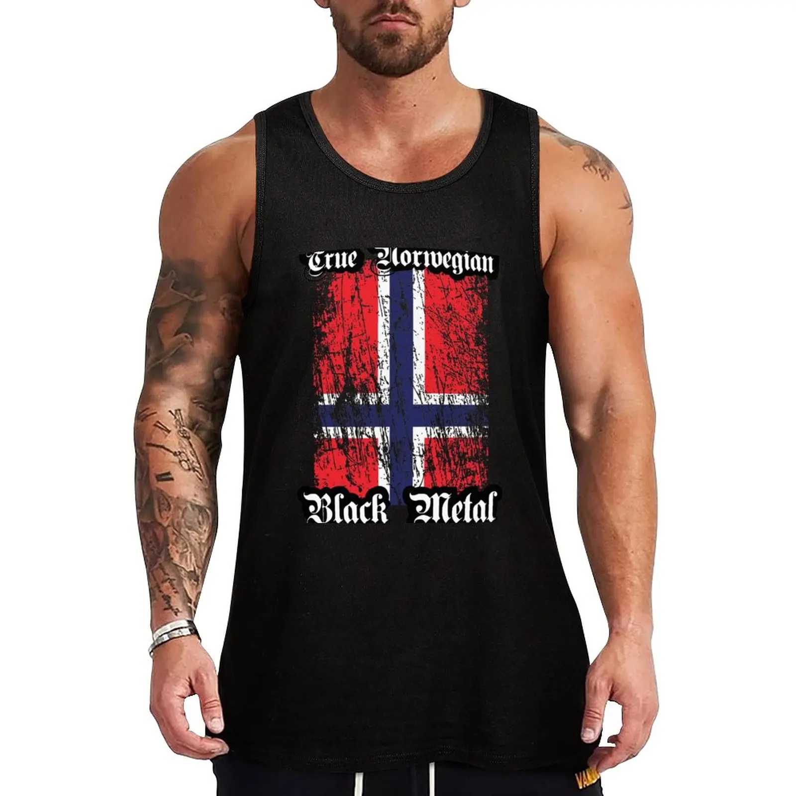 

New True Norwegian Black Metal - Norwegian flag upright Tank Top running shirt underwear Sleeveless T-shirt