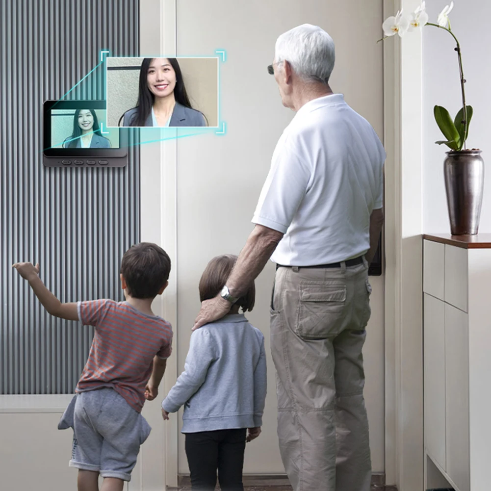 2.4G WiFi HD Doorbell Camera 4.3 Inch IPS Screen Smart Door Bell Waterproof Video Intercom Door Camera for Home Office Apartment