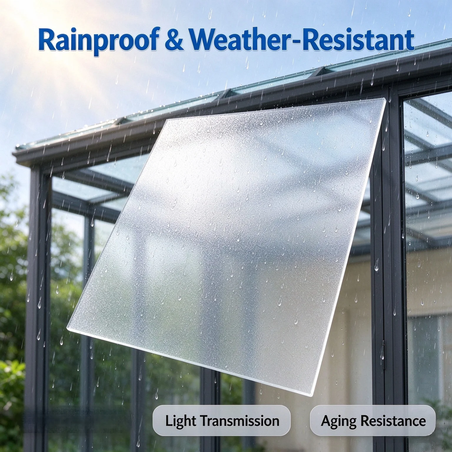Frosted Solid Polycarbonate PC Sheet Impact Resistant Plastic Board Rainproof Daylighting Panel for Sun Room Carport Roof Shelte