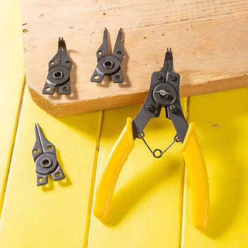 Multifunctional 4 In 1 Snap Ring Plier Combination Spring Four Rings Plier Head Clamp Spring Shaft Dismounting Repairing Tool