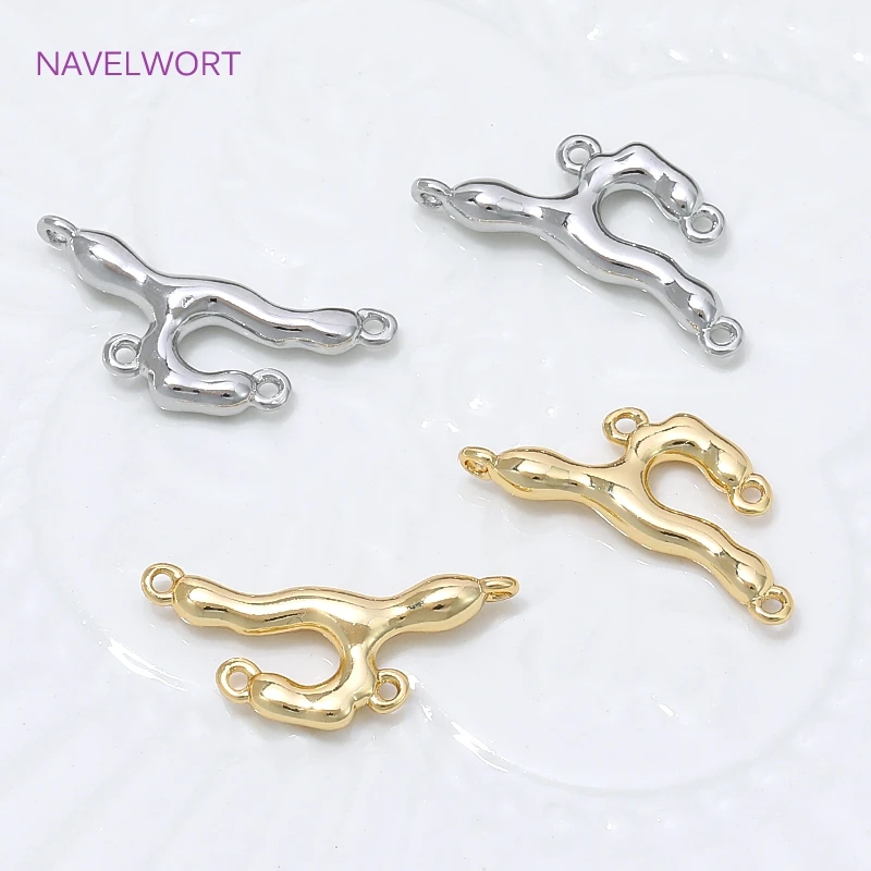 18K Gold Plated Irregular Charms Connectors For Jewelry Making,Twisted 2 Hole Connector Charms,DIY Bracelet Making Accessories