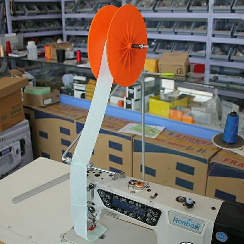 Universal Vertical Sewing Spool Stand with Rotating Binding Disc Tray, Tape Feeder for Coverstitch/Double-Needle Machines