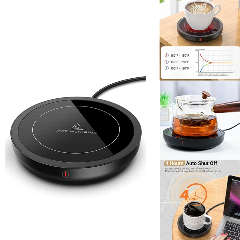 Coffee Mug Warmer Coaster 36W Coffee Cup Warmer Coaster With 3 Temperature Settings And 4 Hours Auto Shutt-Off Function US Plug