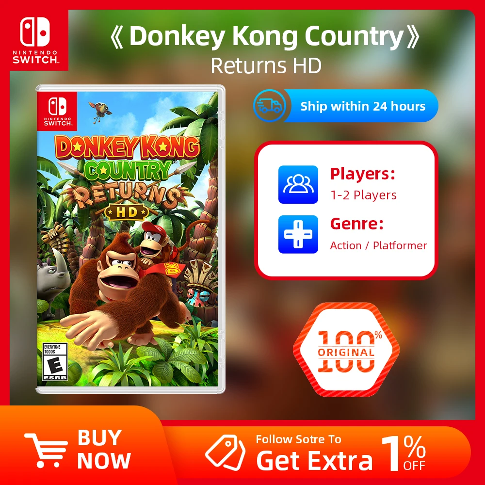 Nintendo Switch Game Deals - Donkey Kong Country Returns HD -  Cartridge Physical Card for Nintendo Switch Oled Lite