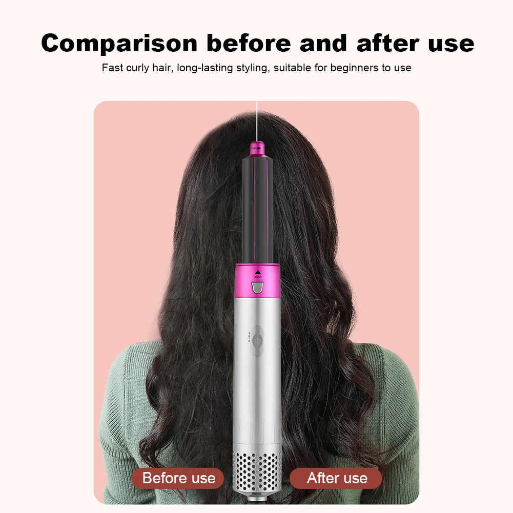 

5 in 1 Hair Dryer Brush 3 Temperature Settings Blow Hair Curler Set Fast Heating Detachable Styler Automatic Curler Styling Tool