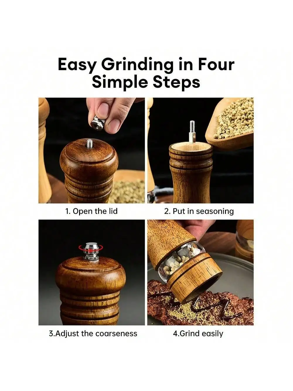 1pc 5inch Wooden Pepper Grinder, Modern Multipurpose Peppercorn Grinder For Kitchen,Kitchen,Summer Beach Party,Food,Camping,Orga