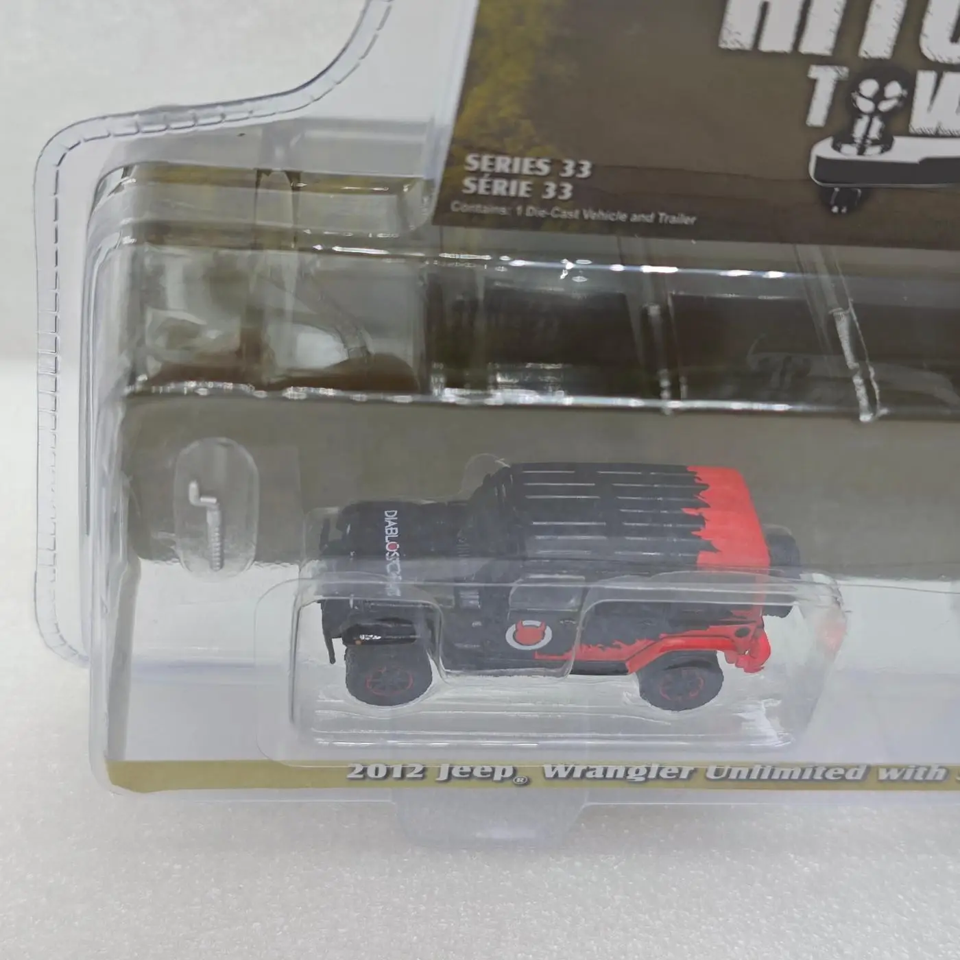 

GreenLight 1:64 2012 Jeep Wrangler Unlimited Trailer Diablosport 32330-C Alloy car mini model displays children's toys