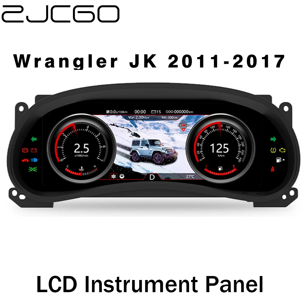 

ZJCGO Auto Accessories 12.3“ LCD Instrument Dash Panel Board Meter Screen for Jeep Wrangler JK 2011~2017 Linux OS System