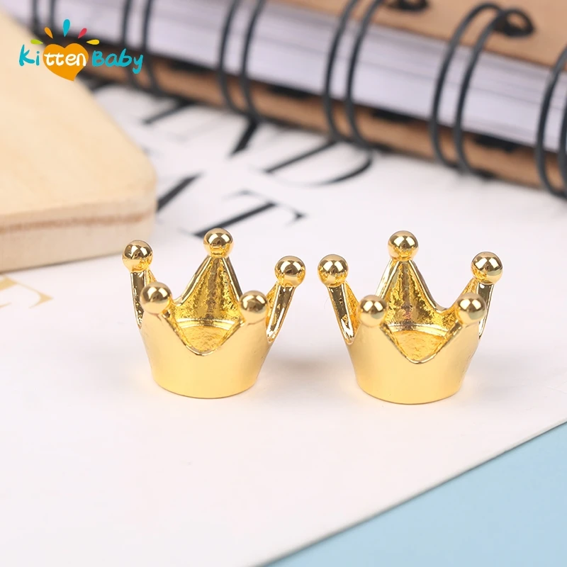 5pcs/set Dollhouse Miniature Mini Metal Crown Princess Headwear Model Dolls Accessories Kids Pretend Toys