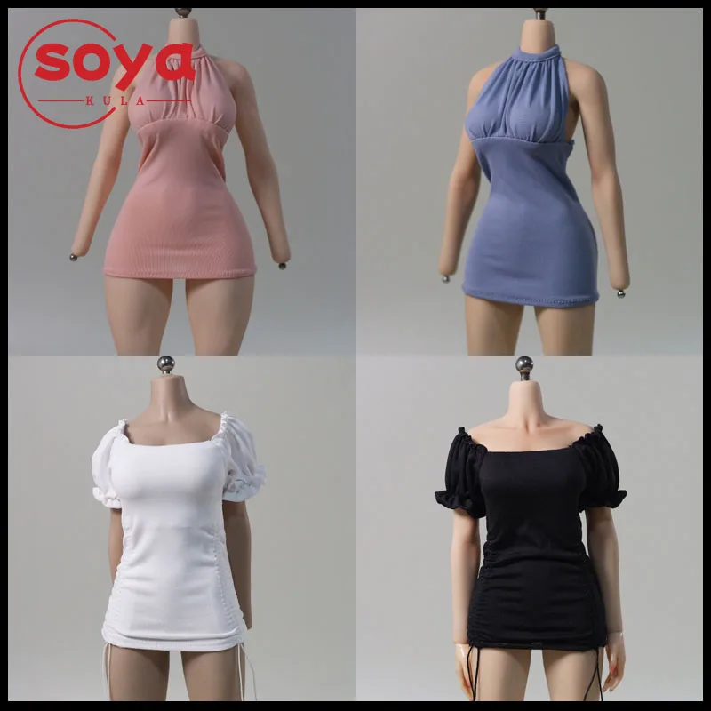 

DMTOYS DF093 DF094 1/6 Female Hanging Neck Skirt Bubble Sleeve French Dress Skirt Clothes Model fit 12'' Action Figure Body