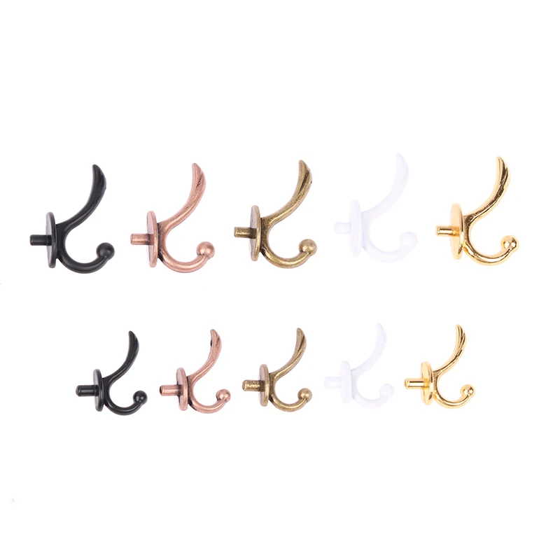 2 Stuks 1:12 Poppenhuis Miniatuur Meubels Mini Metalen Kleding Kapstok Rek Muur Hangers Modle Speelgoed Poppenhuis Badkamer Accessoires