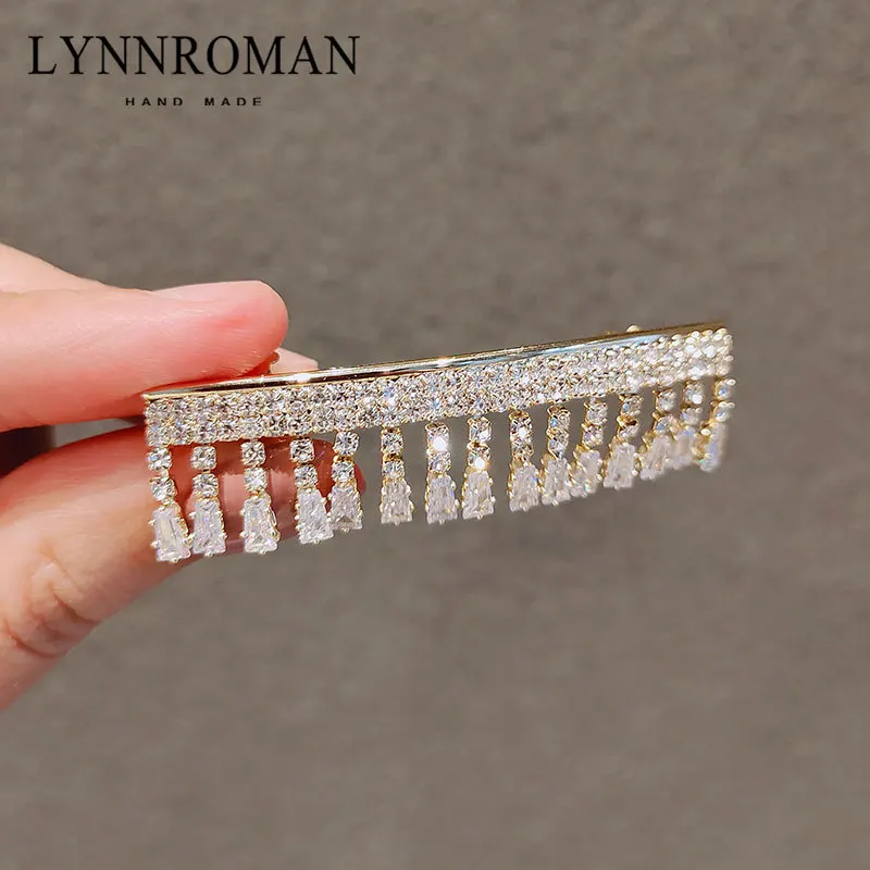 Korean Zirconia Hair Clips Back of Head Dangle Top Spring Clips for Women Side Bangs Grips Daily Wear Viral Elegant Hairpin