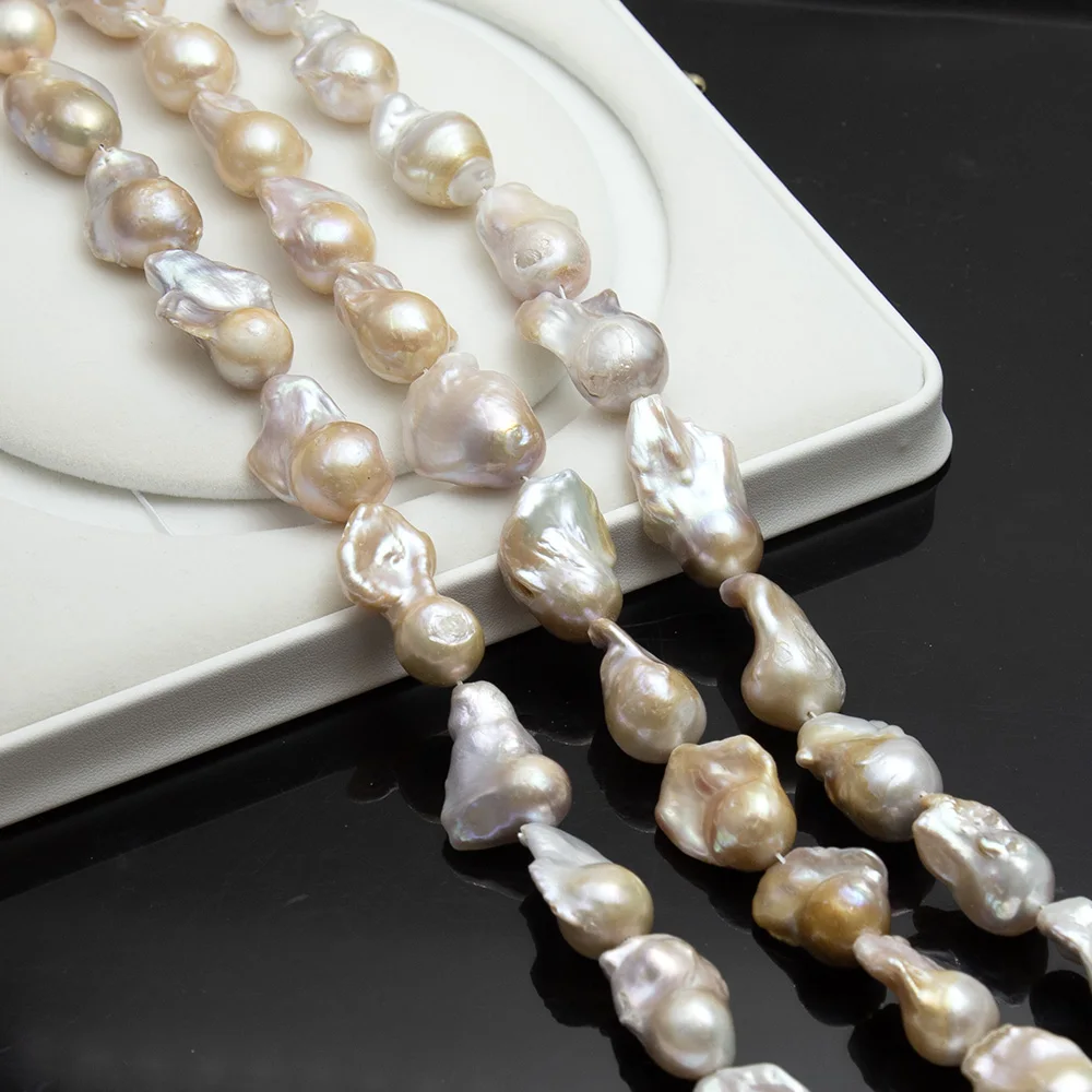 

Натуральные пресноводные жемчужные бусины 15x16-25x28 мм, нить, барокко, светло-фиолетовый с золотистым эффектом, для самостоятельного изготовления ожерелий, браслетов, серег