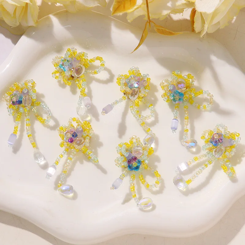 Clog Sandal Ornament Crystal Drop Tassel Glass Flower 1 Piece Handmade Premium Decorative Accent for Beach Party Casual Wear