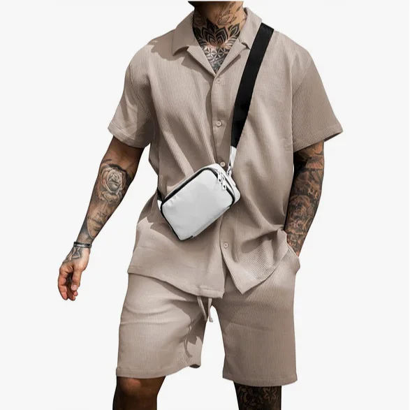 Casual Comfortable Men's Shirt Short Sleeve Button up Collar Cotton Fashion Citywalk Standard Fit Bright Thread Velvet Processed