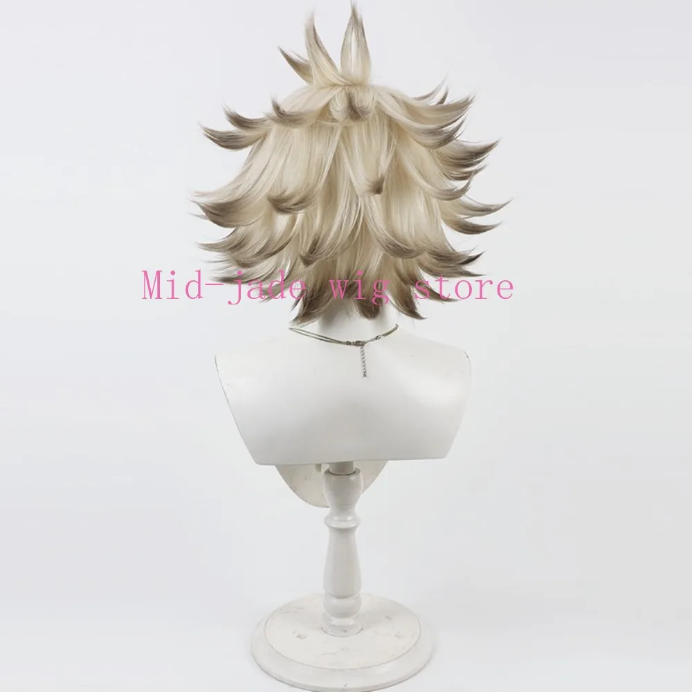 Ludo Cosplay Wig Deep Brown Hair White Highlight Spiky Texture Synthetic Fiber Hairpiece for Anime Expo Halloween Night Festival view 5