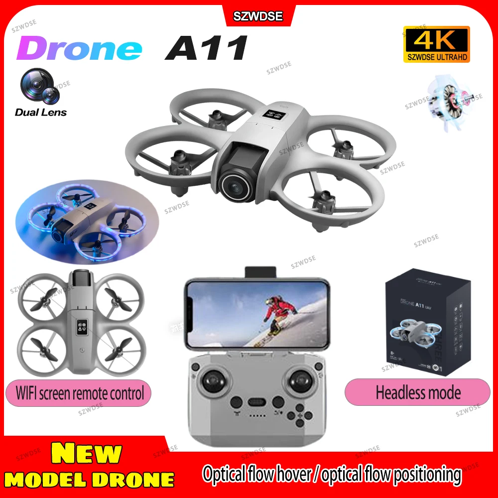 

2026 НОВЫЙ A11 Дрон Cam 4K WIFI FPV Профессиональная HD аэрофотосъемка с дистанционным управлением Самолет HD Камера Квадрокоптер Игрушки Подарочный БПЛА