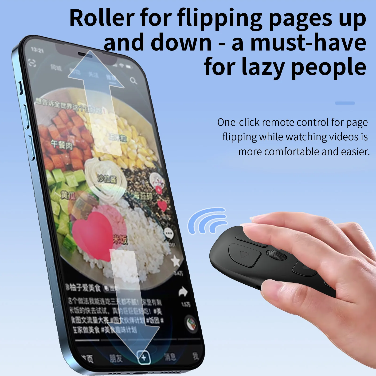 Cell Phone Finger Ring Bluetooth-Compatible Remote Control,Selfie Video Remote Controller, Automatic Page Turner