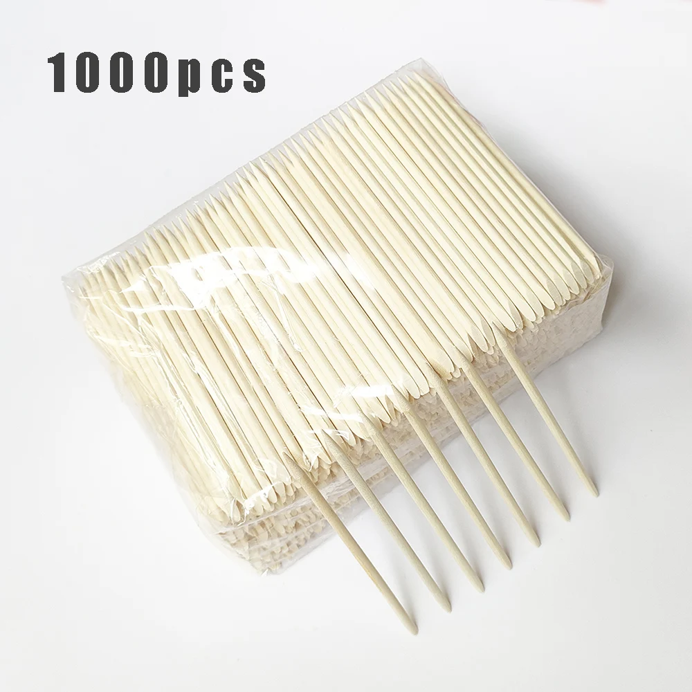 1000pcs Orange Wood Nail Sticks Double Sided Multi Functional Cuticle Pusher Manicure Pedicure Tool