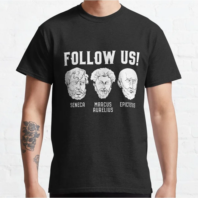 تي شيرت Stoics Seneca Epictetus Marcus Aurelius Stoic Philosophers Stoic Philosopher الفكاهة جرافيك تي شيرت كبير الحجم للبالغين