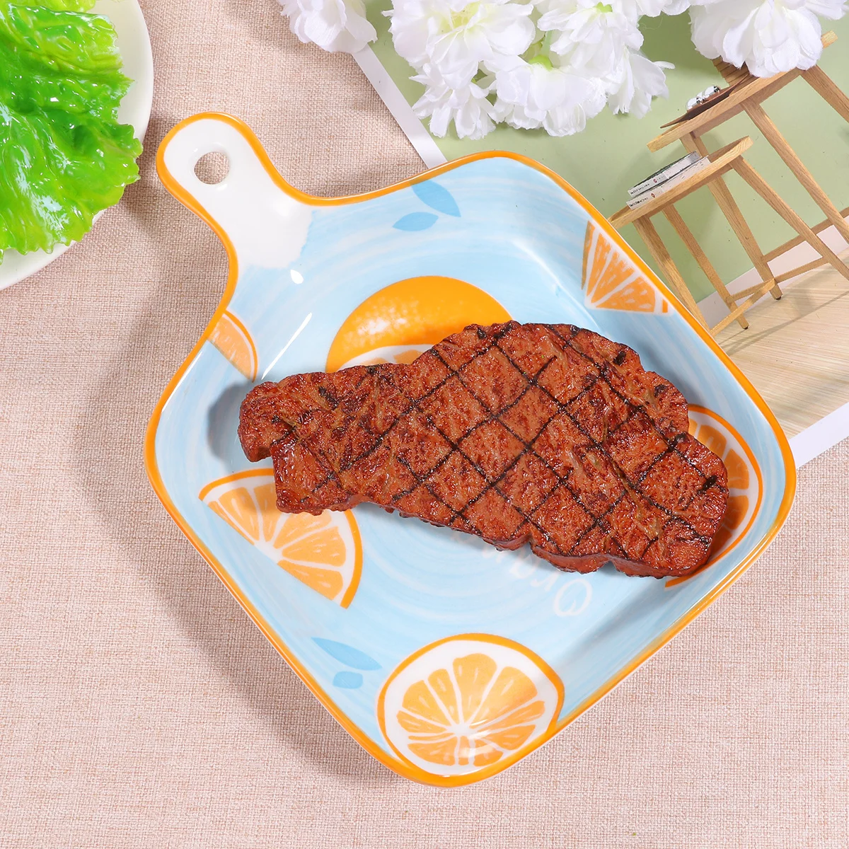 

Microwave Safe Ceramic Plate Smooth Lightweight No Edges Easy Clean Grill Cookware for Home Kitchen Orange Ceramic Grill Pan