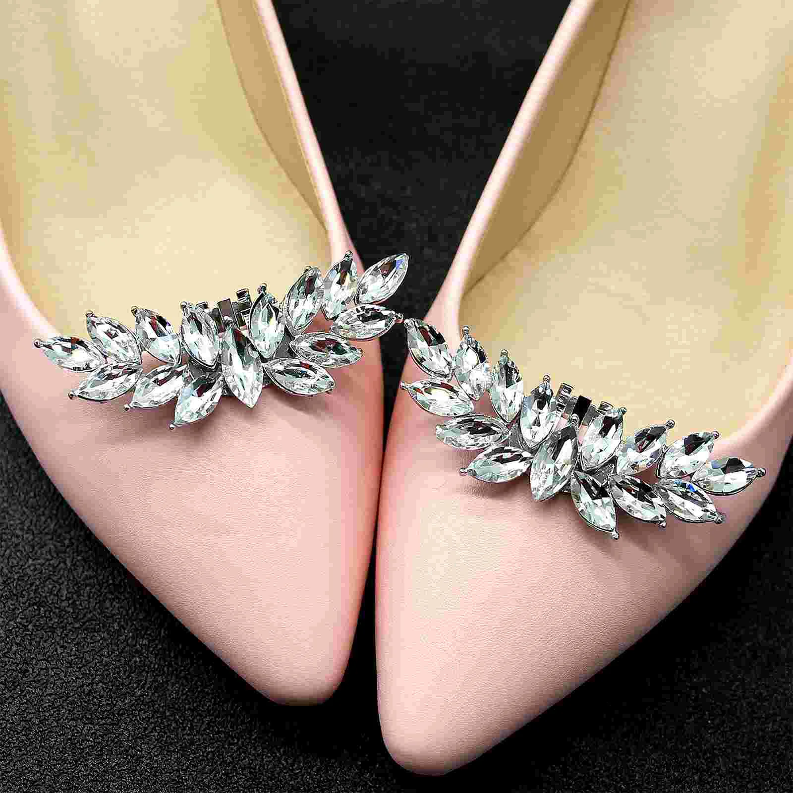 Decor Crystal Shoe Decoration Decorate Clip Silver Rhinestone Clips for Women Bride