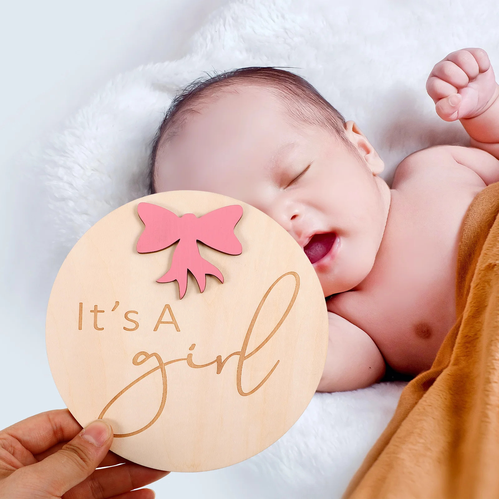 

Деревянный знак объявления о рождении ребенка, круглый знак из натурального дерева с именем новорожденного, реквизит для фотосессии, подарок для детского душа, знаки объявления о рождении