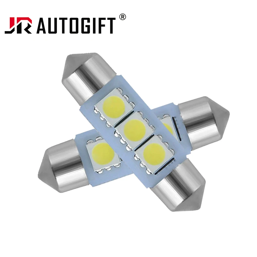 100x Светодиодные лампы Festoon 5050 3SMD 36/39/41мм для авто, 24В/12В, белые/синие/красные/зеленые, FT C5W, для стайлинга автомобиля, внутреннего освещения, дверей, плафонов