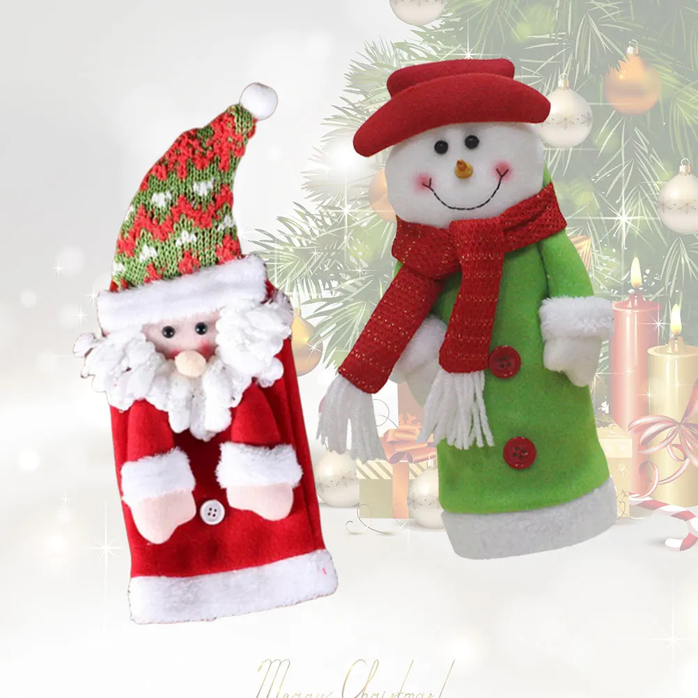 

2Pcs Christmas Bottle Covers Santa Claus Holiday Decor Reusable Bottle Cover For Party Home Bar Tools