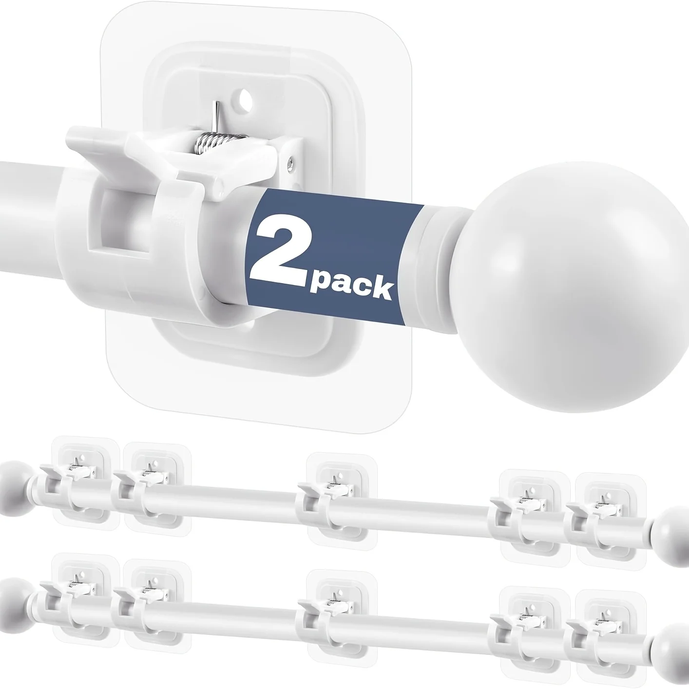 

Curtain Rods No Drilling for Windows, 5/8 Inch Diameter Drapey Pole with No Drill Curtain Rod Brackets (2pcs White, 48 to 84")