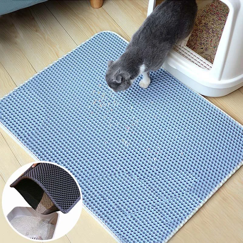 Waterproof Pet Cat Litter Mat Bed House Foldable EVA Double-Layer Cats Mat Bottom Non-slip Mat Layer Pet Litter Catcher Mat