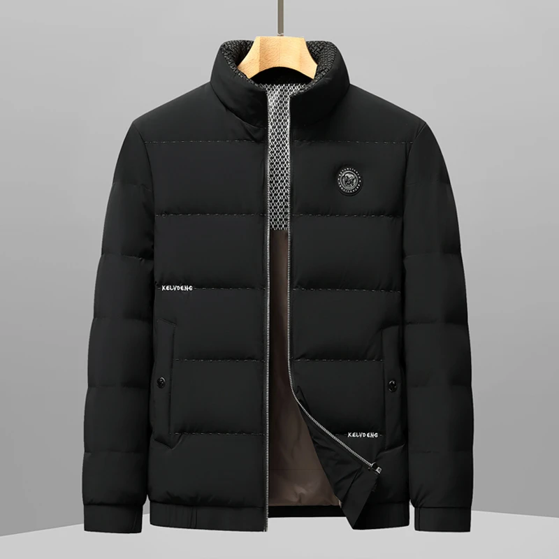 New Brand White Duck Down Stand Up Collar 2025 Men's Jacket Autumn Winter Solid Color Zipper Casual Men's Down Jacket