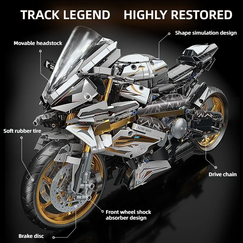 โมเดลรถมอเตอร์ไซค์แพลตตินัมใหม่ ปี 2025 รุ่น Rr1000 แบบตัวต่อบล็อก ของเล่นประกอบรถมอเตอร์ไซค์จำลอง ระดับความยากสูง