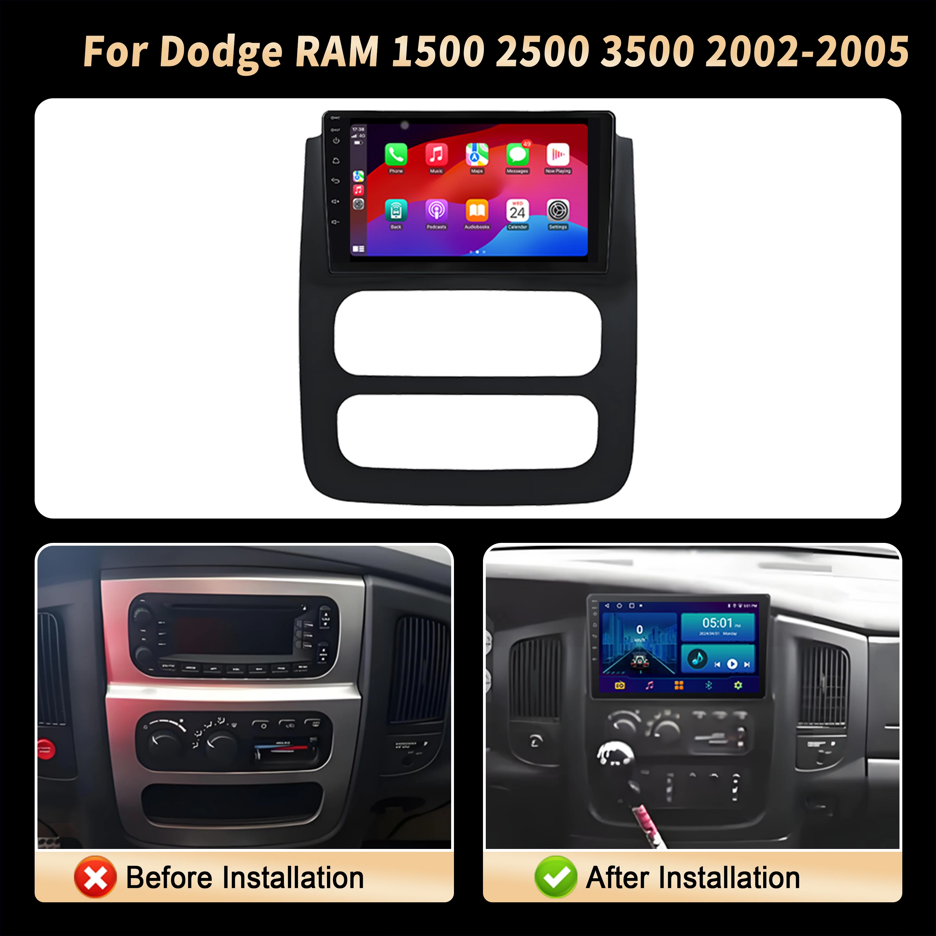For Dodge RAM 1500 2500 3500 2002 2003 2004 2005 Android Car Radio Multimedia Wireless BT Carplay 4G GPS CPU 7870 2K QLED Screen