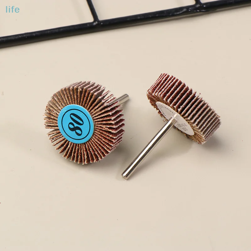 

10pcs Louver 80 Grit Grinding Sanding Sandpaper Flap Wheel Discs 3.0mm Shank Shutter Polishing Wheel For Rotary Tools