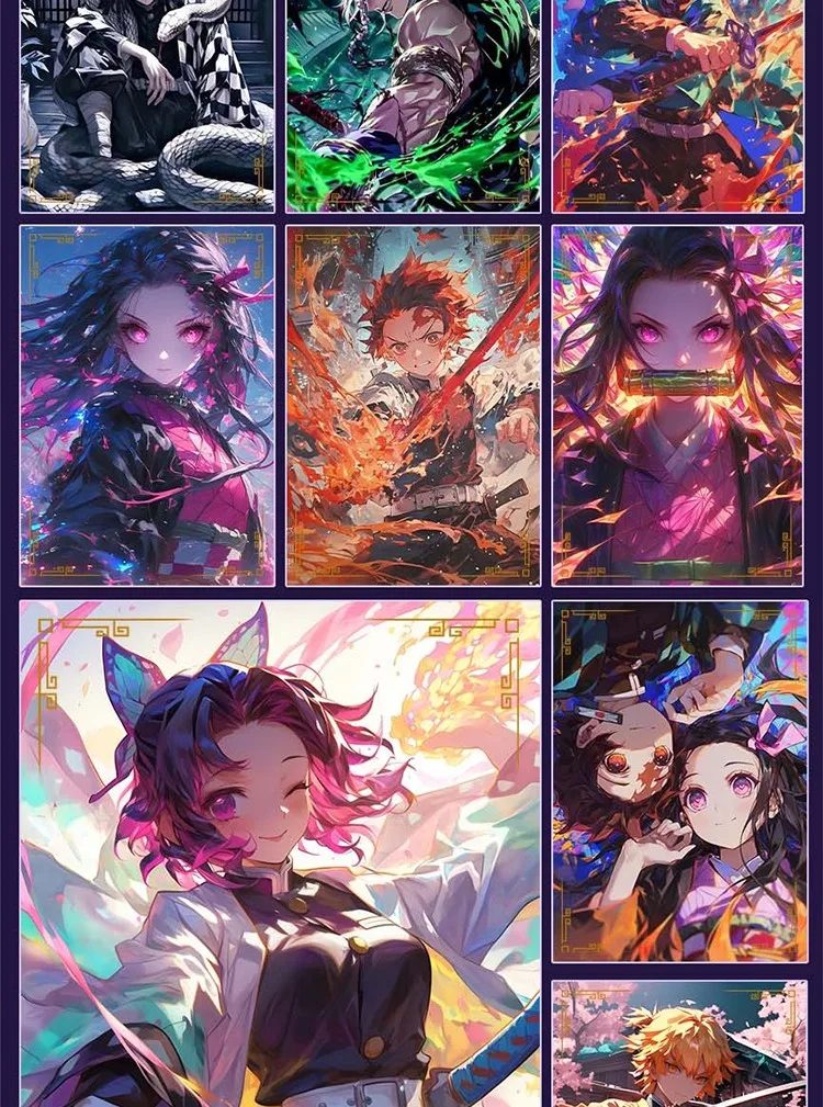 Demon Slayer A5 Card Kimetsu No Yaiba Tanjirou Kamado Nezuko karakter Anime sudut kanan Frosted Fine Flash kartu Hot Stamping