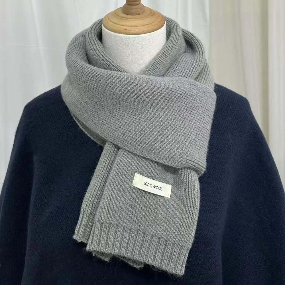 

Solid Color Knitting Wool Scarf Cold-proof Windproof Long Thickened Neckscarf Classic Versatile Winter Warmer Scarf Outdoor