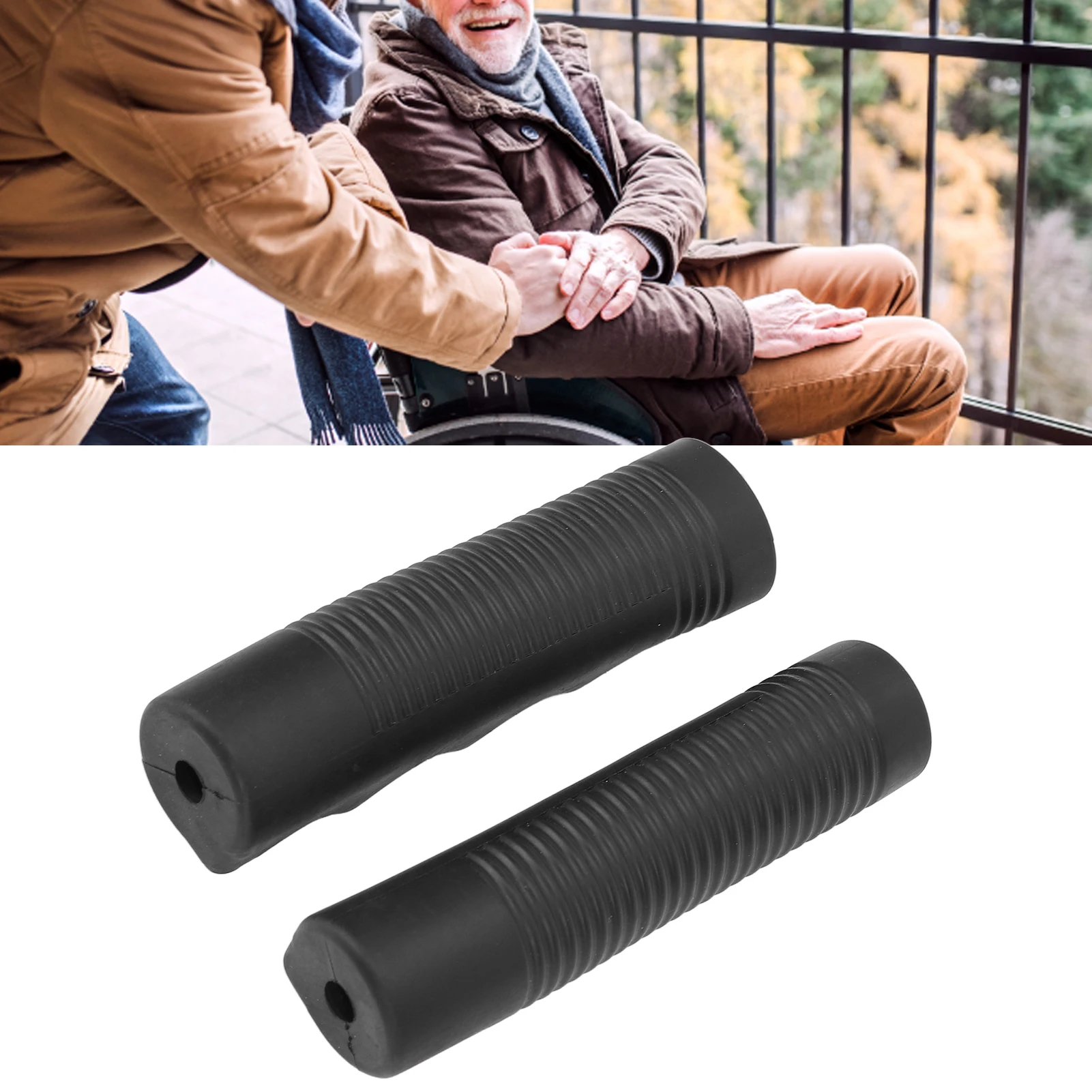 2Pcs Rubber Wheelchair Hand Grips Ergonomic Prevent Slipping Easy Installation Universal Wheelchair Grip Cover