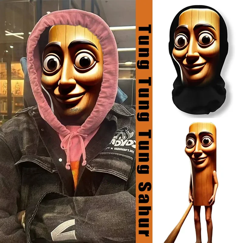 3D-Gedruckte Netz-Vollgesichtsmaske TungTungTung Sahur Lustige Cosplay-Maske Herren Halloween-Party Neuheit Kostüm-Requisite – Detail 4
