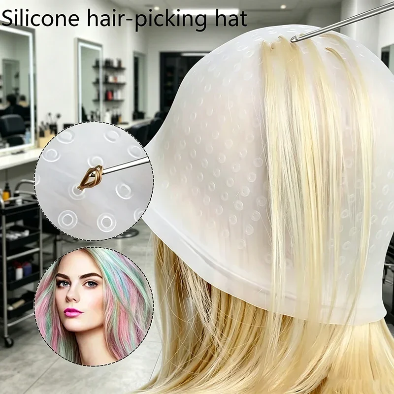 Silicone Cap for Scratches Hair Painting Hat for Scratches Silicone Meches Hair Coloring Hat for Highlighting Hood Hair Dye Cap