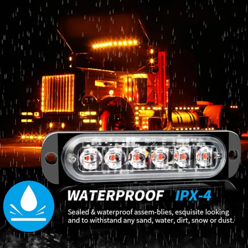 6LED 4LED Car Warning Light Grill Breakdown Light Car Truck Trailer Beacon Lamp LED Amber Side Light 12V - 24V
