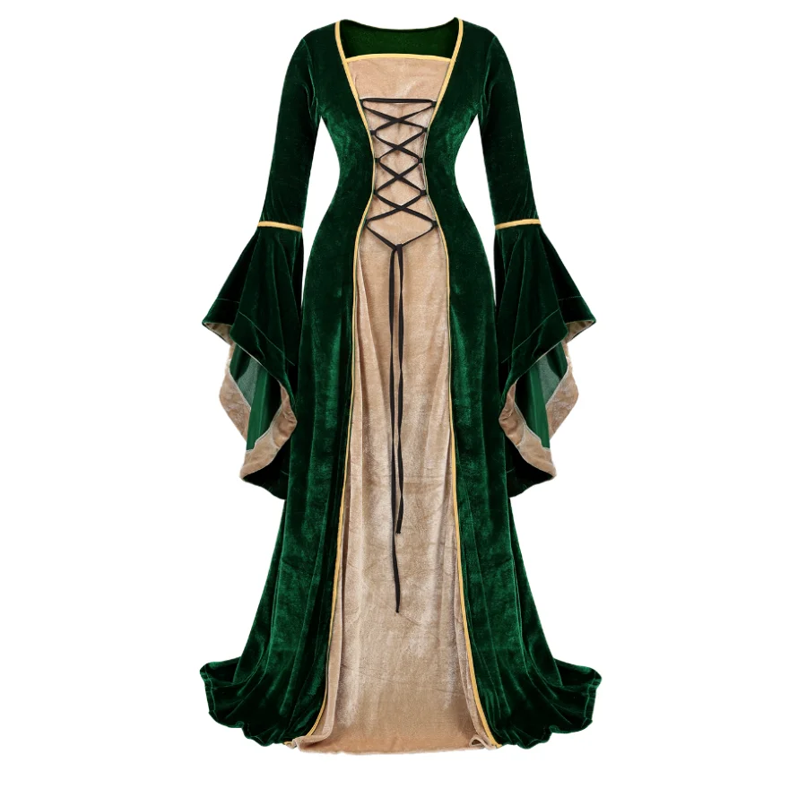 

Vintage Court Dress for Women Deluxe Velvet Long Dress Medieval Aristocratic Princess Long Sleeve Dress Halloween Cosplay Outfit