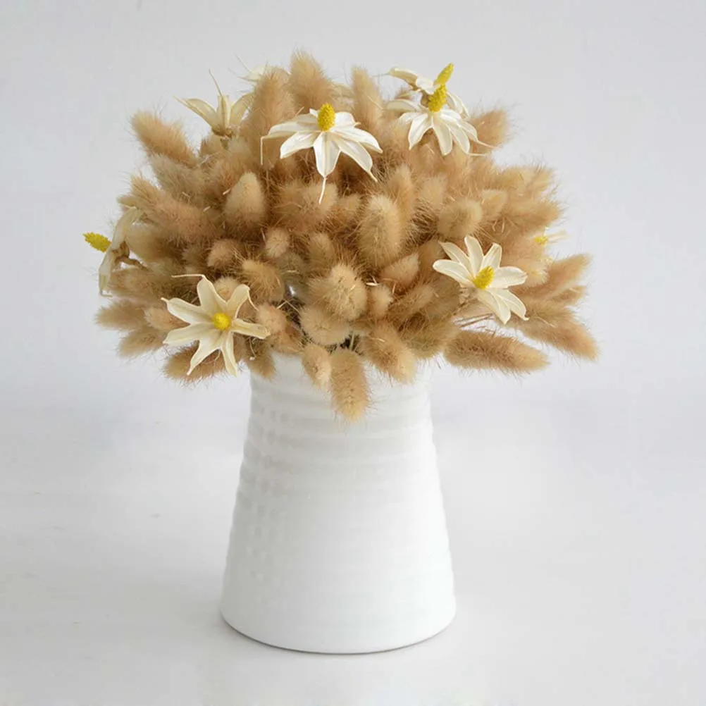 

50Pcs Rabbit Tail Grass Dried Flowers Natural Color Pastoral Home Decor Wedding Party Vase Accessories Photo Props