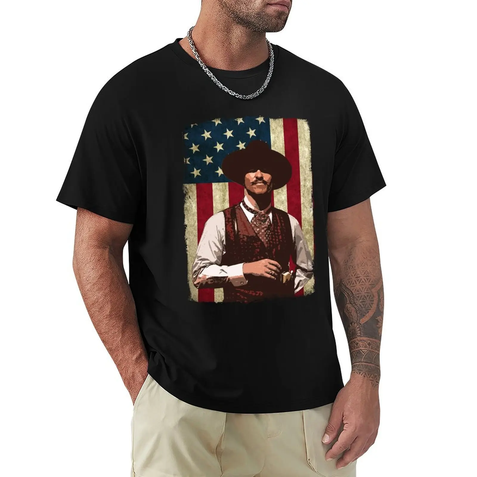 Doc Holliday American Flag T-Shirt Quick Dry Fishing T-Shirt