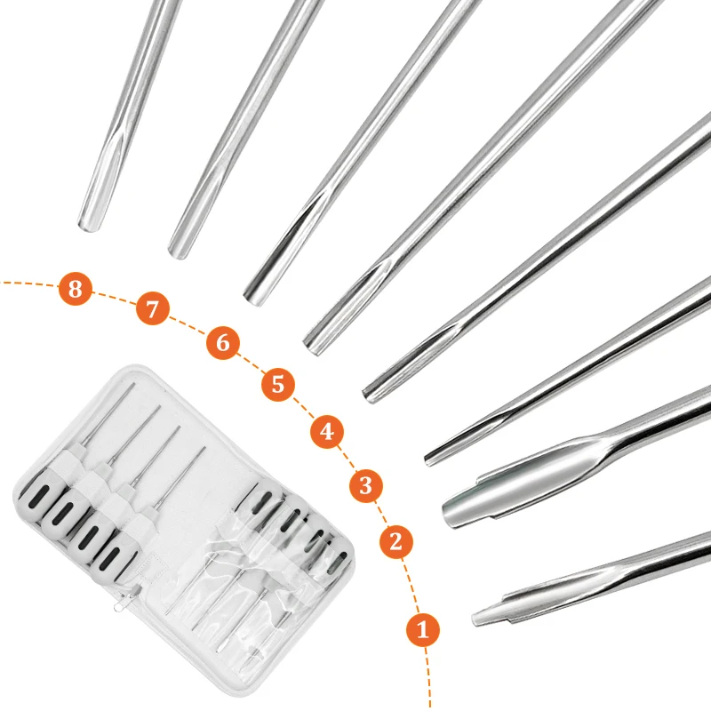 

8Pcs/set Stainless Steel Dental Luxating Lift Elevator Curved Root Elevator with Plastic Handle Surgical Dentistry Screwdriver