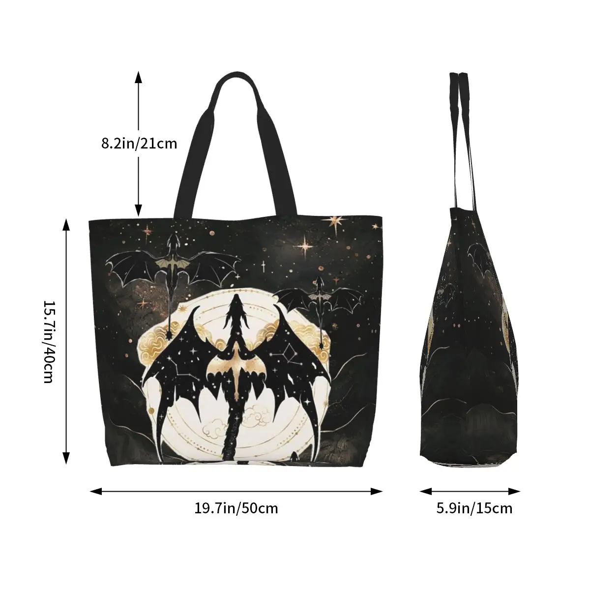 Fourth Wing Dragon Shopping Tote Bag Canvas Large Capacity Shoulder Bags Shopper Grocery Handbag for Women